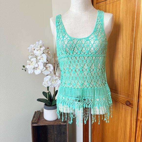 Maurice’s Boho Gypsy Festival Crochet Tank Small Beach Fringe Festival Rodeo - Picture 3 of 9
